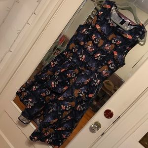 Retrolicious camping woodland animal print A-line dress with pockets size 1X